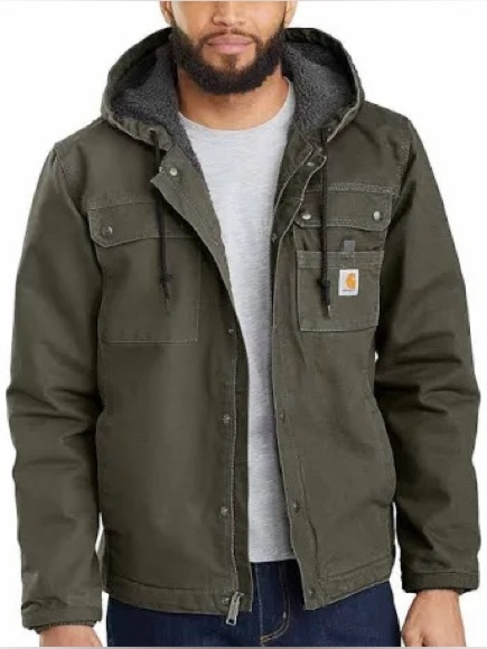 Carhartt Bartlett Sherpa Lined Duck Canvas Jacket Moss Sz L